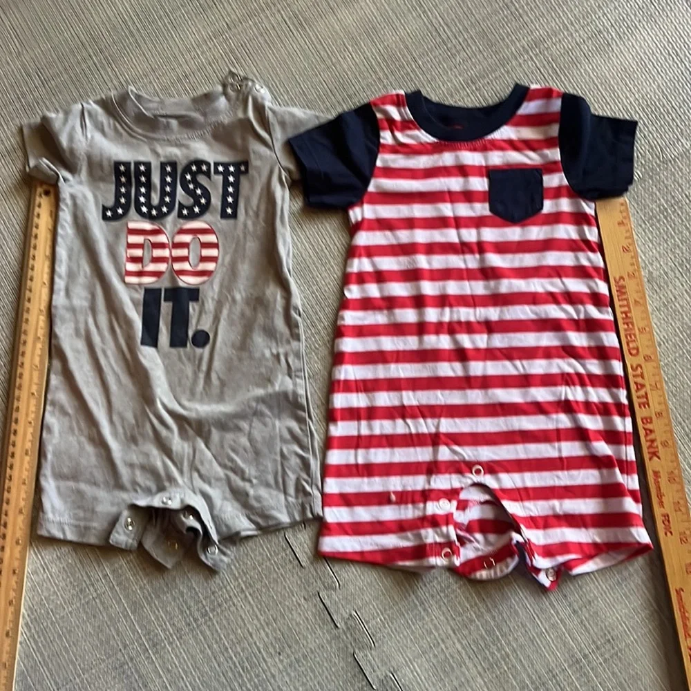 Bundle baby clothes 2 rompers one short patriotic